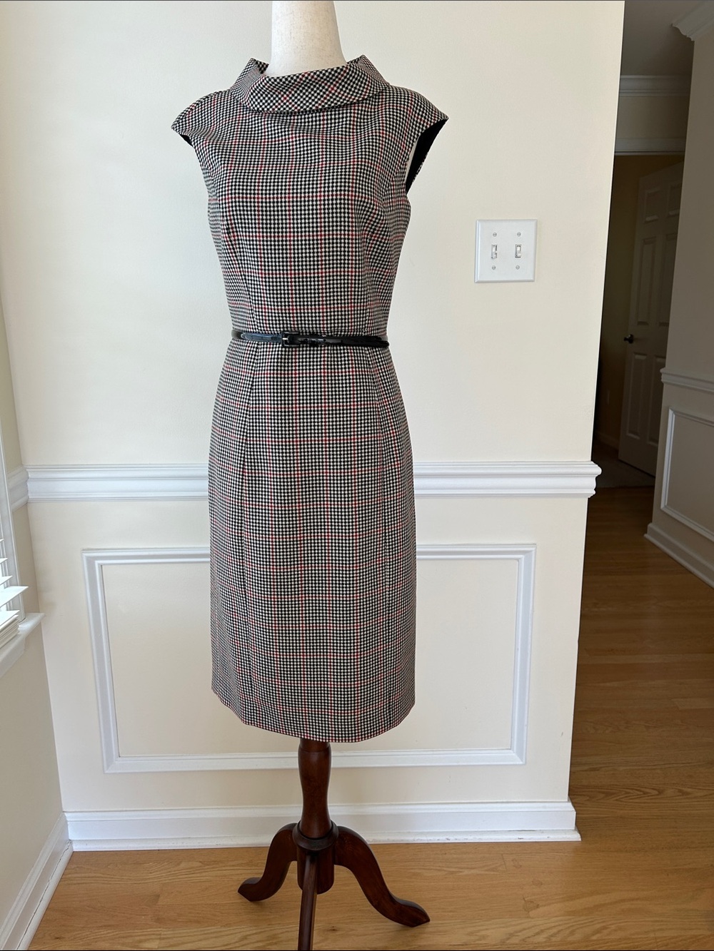 Brooks Brothers Black and Red Houndstooth Sheath Dress - Picture 3 of 8